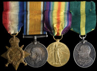 A Scarce Great War 1914-15 Trio and Territorial Force Efficiency Medal awarded to Private Thomas Thorpe, 1st/5th Battalion, King’s Own Royal Lancaster...