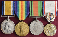 An Unusual Great War and WW2 Group of 4 with French ‘Médaille De La Reconnaissance Française’ awarded to Private Richard Moley, 2nd and 6th Battalions...