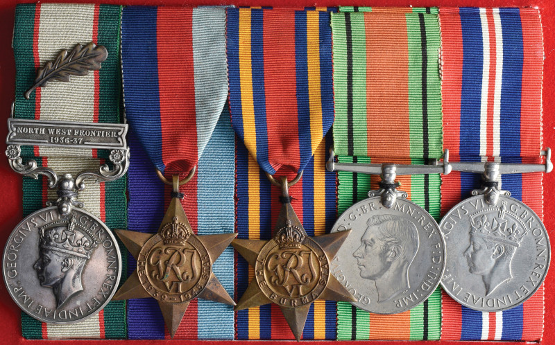 *An I.G.S. North West Frontier 1936-37 M.i.D. and WW2 Group of 5 awarded to Majo...