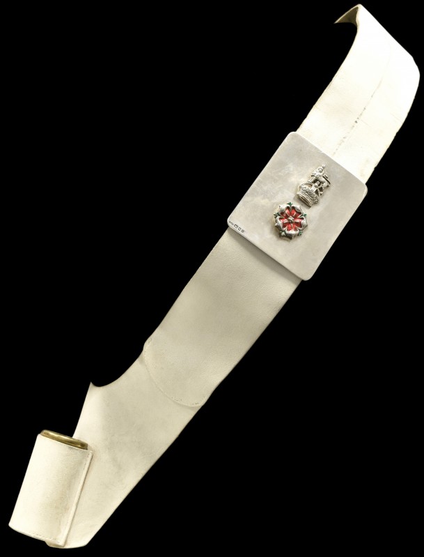 *An Impressive Pre-WW2 Hallmarked Silver Colour-Belt Plate and Original White Le...