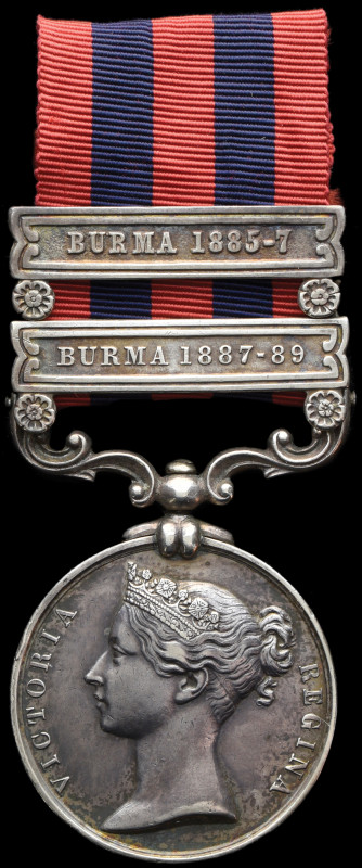 India General Service, 1854-1895, 2 clasps, Burma 1885-7, Burma 1887-89 (562 Pri...
