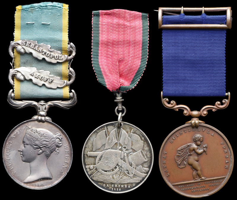*A Crimean War and Bronze Royal Humane Society Group of 3 awarded to Assistant E...