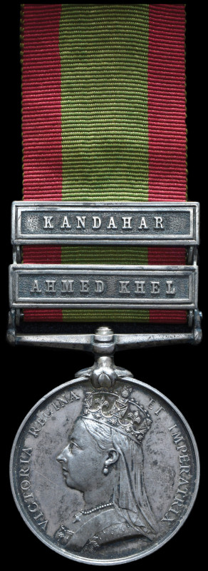 *Afghanistan, 1878-80, 2 clasps, Ahmed Khel, Kandahar (193 Pte. J. Roach. 59th F...