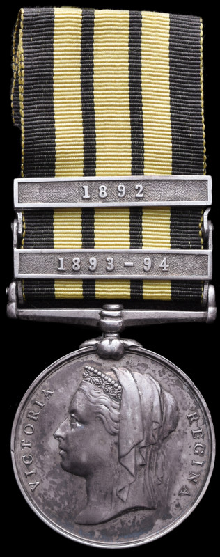 *East and West Africa, 1887-1900, 2 clasps, 1892, 1893-94 (389. Pte W. Dyce. 1/ ...
