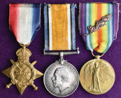 An ‘M.i.D.’ Group of 3 awarded to Captain Robert Louis Kay, Cheshire Regiment, who was awarded the Military Cross in 1918, comprising: 1914-15 Star (L...