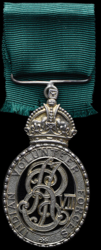 Indian Volunteer Forces Officers’ Decoration, E.VII.R., in silver and silver-gil...