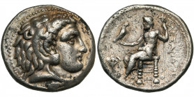 ROYAUME DE MACEDOINE, Alexandre III le Grand (336-323), AR tétradrachme, 332-323 av. J.-C., Memphis. D/ T. d''Héraclès à d., coiffé de la dépouille de...