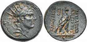 ROYAUME SELEUCIDE, Antiochos IV Epiphane (175-163), AE bronze, 169-168 av. J.-C., Antioche. Série au type égyptien. D/ T. diad., r. d''Antiochos IV à ...