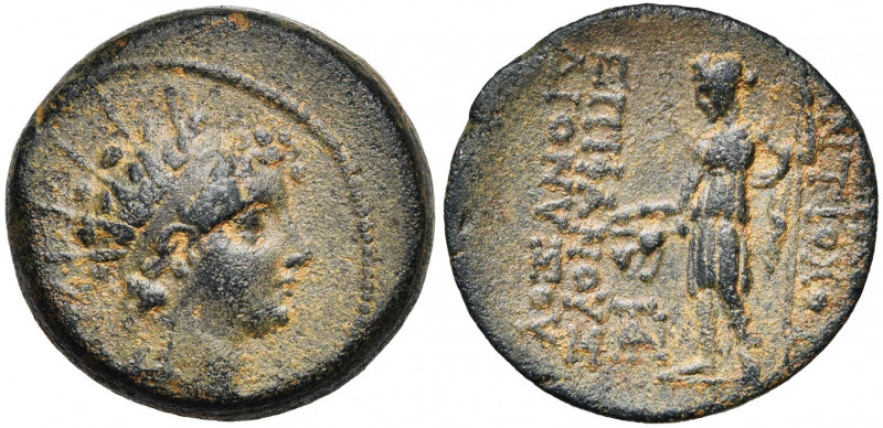 ROYAUME SELEUCIDE, Antiochos VI Dionysos (145-142), AE bronze, Apamée. D/ T. dia...