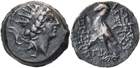 ROYAUME SELEUCIDE, Antiochos VIII Grypous, 1er règne (121-114), AE bronze, Antioche. D/ T. r., diad. à d. R/ ΒΑΣΙΛΕΩΣ∕ ANTIOXOY/ EΠΙΦΑΝΟYΣ Aigle à g. ...