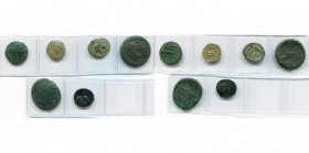 ITALIE ET SICILE, lot de 6 bronzes: Bruttium, ligue des Brettiens, unité, T. de Zeus/Aigle; Vibo Valentia, semis (2), T. d''Héra/Double corne d''abond...