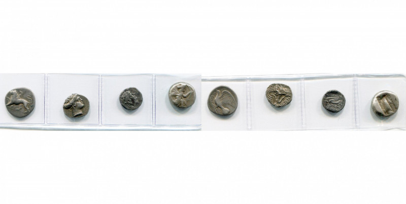 lot de 4 p.: Sicyone, drachme, D/ ΣE entre les pattes; Histiée, drachme, R/ Aile...
