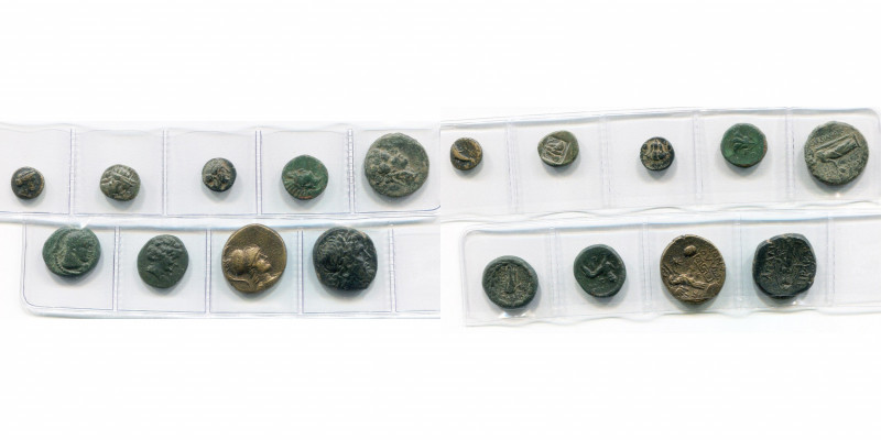 lot de 9 bronzes: île de Rhodes, Nysiros, Rhodes (3); Lydie, Sardes (3); Phrygie...