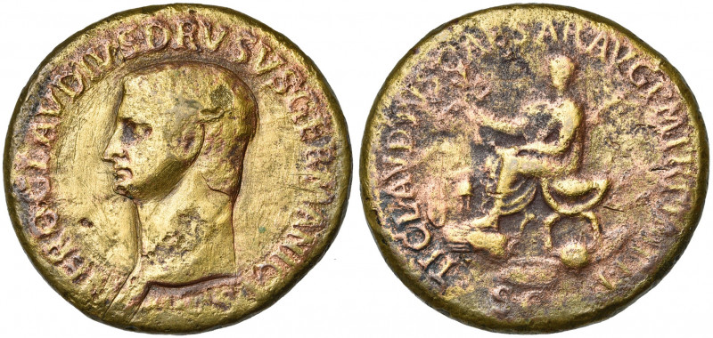 NERON DRUSUS (†9), père de Claude, AE sesterce, 41-50, Rome. D/ NERO CLAVDIVS DR...