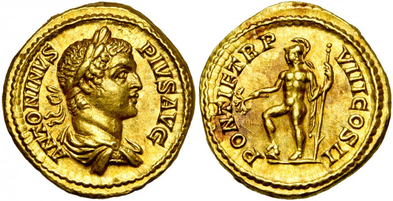 CARACALLA Auguste (198-217), AV aureus, 205, Rome. D/ ANTONINVS PIVS AVG B. l., ...