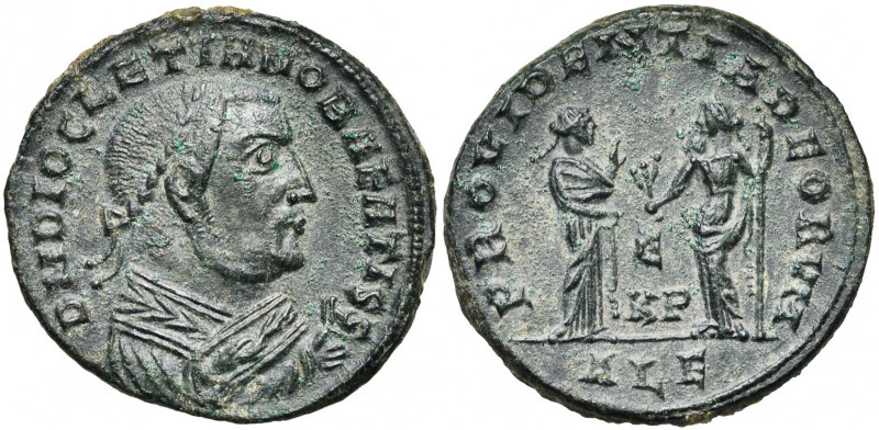 DIOCLETIEN, Senior Augustus (305-310), AE follis, 308-310, Alexandrie. D/ D N DI...