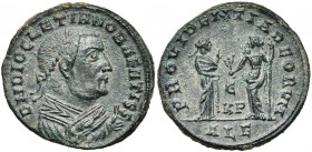 DIOCLETIEN, Senior Augustus (305-310), AE follis, 308-310, Alexandrie. D/ D N DIOCLETIANO BAEATISS B. l. à d., vêtu du manteau impérial, ten. la mappa...