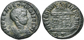 ROMULUS divinisé, fils de Maxence, AE fraction de follis, 310-311, Rome. D/ DIVI ROMVLO N V BIS CONS B. en robe consulaire à d. R/ AETERNAE- MEMORIAE/...