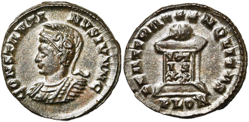 CONSTANTIN II César (317-337), AE follis, 323-324, Londres. D/ CONSTANT-INVS IVN...