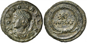 POPULUS ROMANUS, AE follis, 330, Constantinople. D/ POP ROMANVS B. dr. à g., une corne d''abondance sur l''épaule. R/ / CONSB dans une couronne. RIC ...