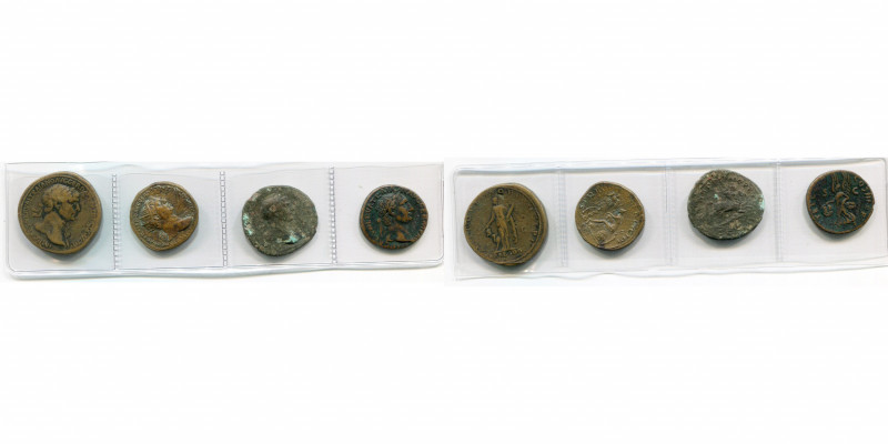 TRAJAN (98-117), lot de 4 bronzes: sesterce, R/ L''Arabie; dupondius, R/ Un Dace...