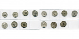 GORDIEN III (238-244), lot de 7 p.: denier, R/ L''empereur à cheval, Laetitia; antoninien, R/ Jupiter, Sol, L''empereur ten. une lance et un globe, Vi...