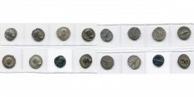 lot de 6 deniers: Clodius Albinus, R/ Esculape (fourré), Minerve; Macrin, R/ Jupiter (Très Beau); Sévère Alexandre, R/ Abundantia (Très Beau), Jupiter...