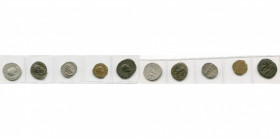lot de 5 antoniniens: Philippe II Auguste, Rome, R/ Philippe Ier et II assis sur des chaises curules; Postume, Lyon, R/ Fides, Moneta; Claude II le Go...
