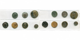 lot de 7 bronzes: Vespasien, as, Rome, R/ Spes; Titus, sesterce, Lyon, R/ Pax; as, Lyon, R/ Judée; Domitien, as, Rome, R/ Spes, Virtus (2, COS XII et ...