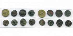 lot de 8 bronzes: Hadrien, sesterce, R/ Felicitas; Aelius César, as, R/ Pannonia; Antonin le Pieux, sesterce, R/ Salus (tbc); as, R/ Annona; Faustine ...
