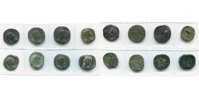 lot de 8 sesterces: Philippe Ier, R/ Annona, Pax; Otacilia Severa, R/ Pudicitia; Philippe II Auguste, R/ Bouc; Trajan Dèce, R/ Dacia; Trébonien Galle,...