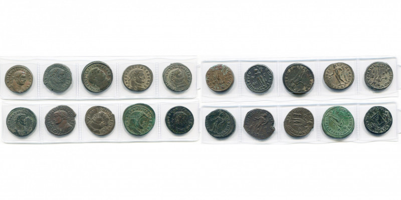 CONSTANCE CHLORE César (293-305), lot de 10 folles: R/ Hercule, Génie (5), Génie...