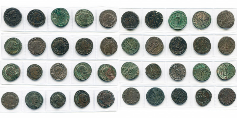 MAXIMIEN GALERE (293-311), lot de 20 folles: César, R/ Génie (6, légendes différ...