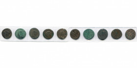 SEVERE II César (305-306), lot de 5 folles: R/ Moneta, Génie (4, dont 1 b. cuir., ateliers différents).
Beau à Très Beau