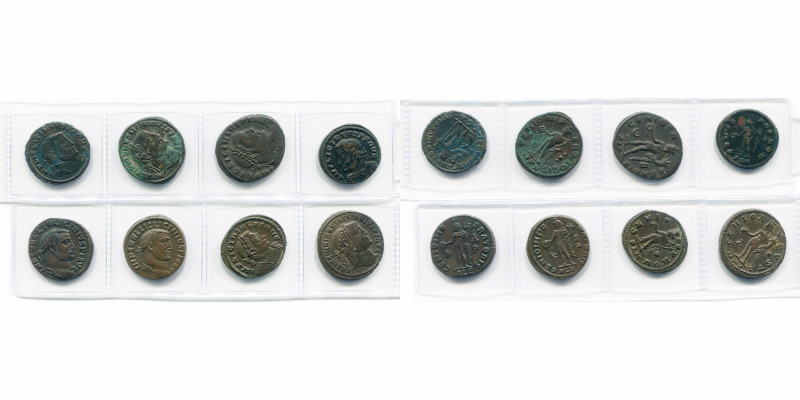 LICINIUS Ier (308-324), lot de 8 folles, grands modules: R/ Jupiter et aigle, Gé...