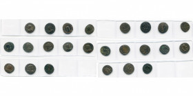 LICINIUS II César (317-324), lot de 12 folles: R/ Jupiter ten. globe, Jupiter ten. globe nicéphore et aigle, Jupiter ten. globe nicéphore et couronne ...