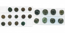 CONSTANT Auguste (337-350), lot de 13 p.: maiorina, R/ L''empereur et une Victoire dans une galère (2); centenionalis, R/ L''empereur et deux captifs,...