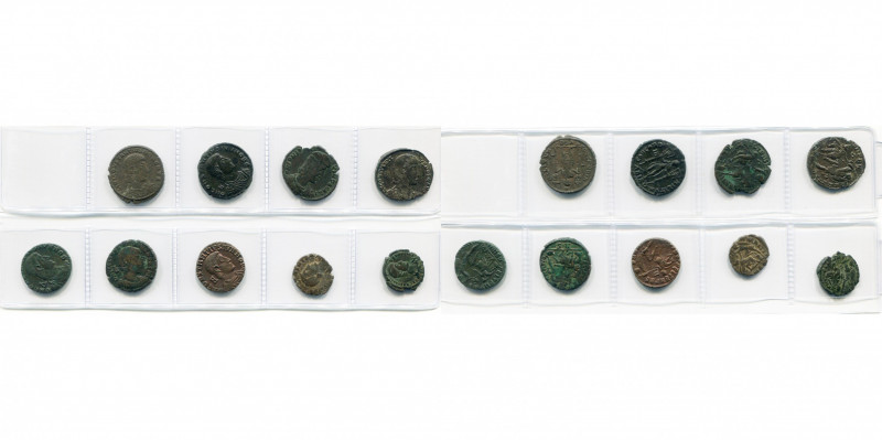 CONSTANCE GALLE (351-354), lot de 9 p.: centenionalis, R/ L''empereur ten. deux ...