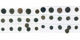 GRATIEN (367-383), lot de 16 p.: AE2, R/ L''empereur et une Victoire sur un bateau (3), L''empereur tendant la main à une femme tourelée agenouillée; ...