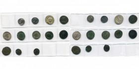 lot de 12 p.: Auguste, denier, R/ Gaius et Lucius; Plautilla, denier, R/ Le couple impérial; Gordien III, antoninien, R/ Hercule; Salonina, antoninien...