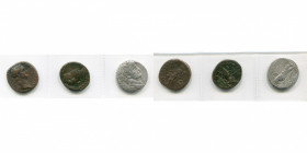 lot de 3 p.: Domitien, as, Rome, R/ Fortuna; Marc Aurèle, dupondius, Rome, R/ Aequitas; Syrie, Antioche, Néron, tétradrachme, R/ Aigle.
Beau à Très B...