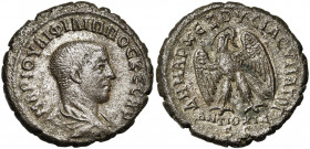 SYRIE, ANTIOCHE, Philippe II César (244-246), bill. tétradrachme, 248. D/ B. dr. à d. R/ ΔHMAPX- EΞ OVCIAC VΠATO Γ/ ANTIOXIA/ SC Aigle de f., t. à d, ...