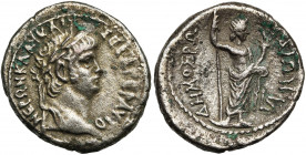 EGYPTE, ALEXANDRIE, Néron (54-68), bill. tétradrachme, 59-60. D/ T. l. à d. R/ ΔHMOΣ PΩ-MAIΩN Demos deb. à d., ten. un long sceptre et une corne d''ab...