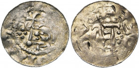 ALLEMAGNE, BREME, Adalbert de Saxe (1043-1072), AR denier. D/ B. à g. Devant, un sceptre cr. et quatre globules. R/ Deux clés terminées par les lettre...