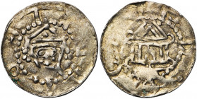 ALLEMAGNE, STADE, Henri III (1039-1056), AR denier, après 1046. D/ T. couronnée de f. R/ Façade d''église. Dan. 720; Kluge 132. 0,93g Légère faiblesse...