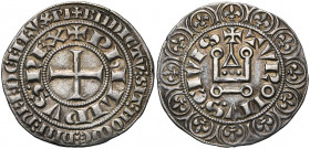 FRANCE, Royaume, Philippe IV le Bel (1285-1314), AR gros tournois à l''O rond, vers 1280-1290. D/ + PHILIPPVS· REX en légende intérieure. Croix pattée...