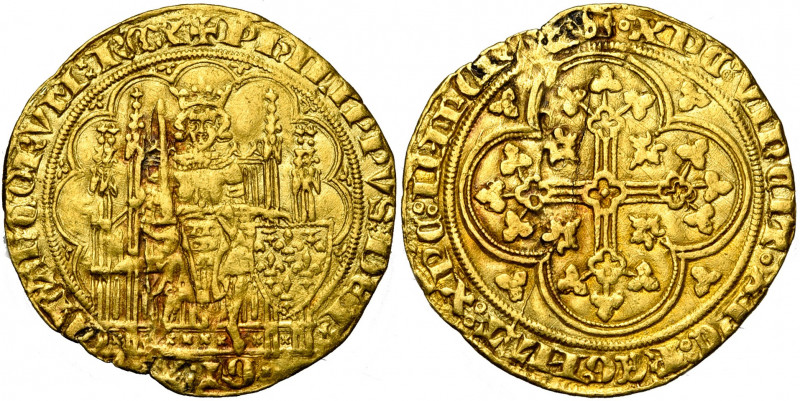 FRANCE, Royaume, Philippe VI de Valois (1328-1350), AV écu d''or à la chaise, 1e...