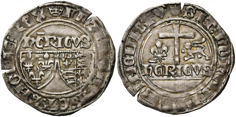 FRANCE, Royaume, Henri VI d''Angleterre (1422-1453), billon blanc aux écus, nove...