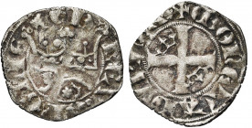 FRANCE, AQUITAINE, Edouard III d''Angleterre (1327-1377), billon double au léopard sous une couronne, vers 1355. D/ Léopard passant à g. sous une cour...