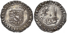 FRANCE, LORRAINE, Duché, René II (1473-1508), AR gros (demi-plaque), 1496-1508, Nancy. D/ Ecu couronné, ne coupant pas la légende. R/ + MONETA NOVA FA...
